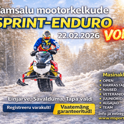 Tamsalu mootorkelkude sprint-enduro vol.2 toimub 22.02.26