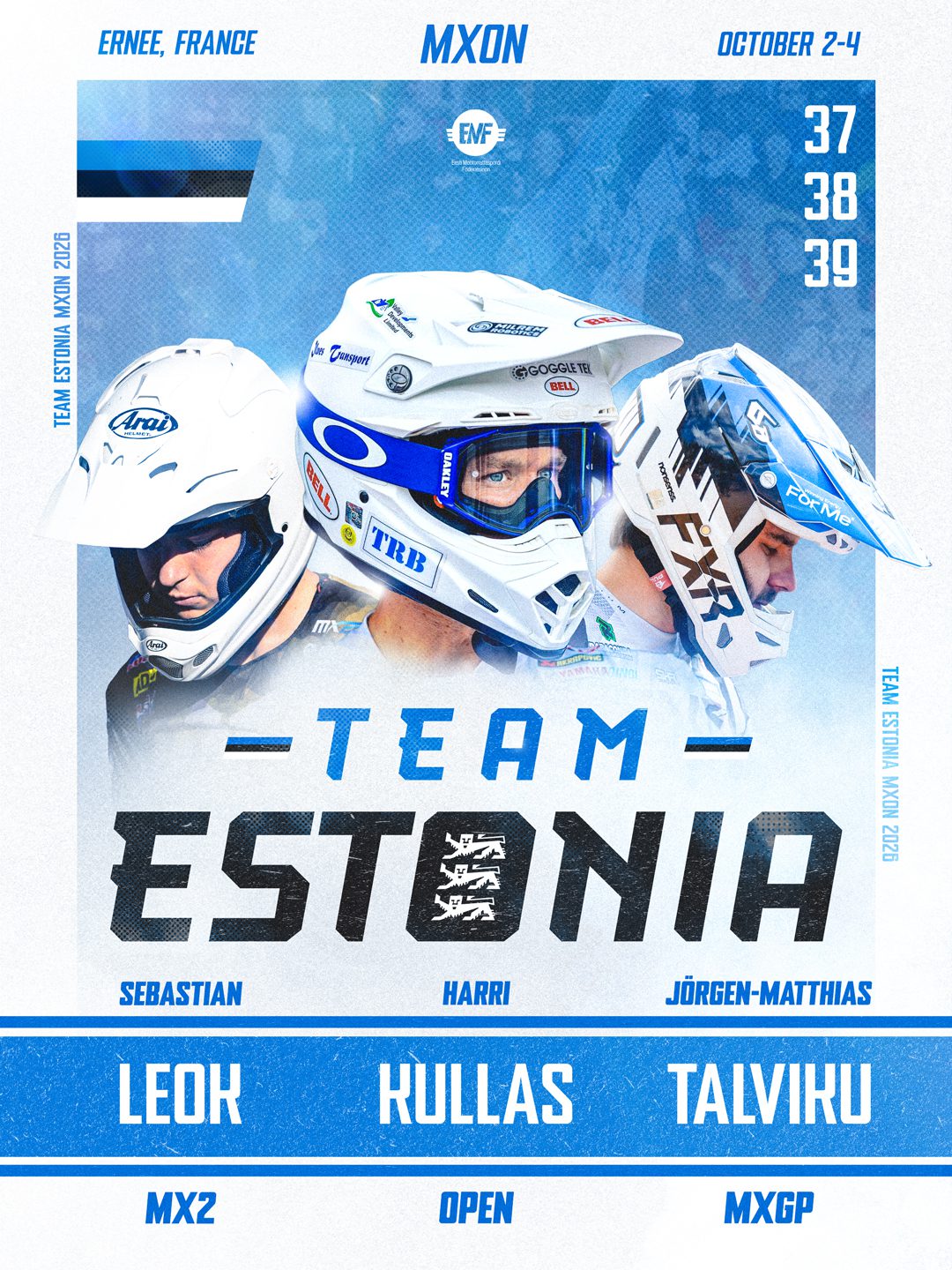 Eesti Rahvuste Krossi koondisse kuuluvad tänavu Jörgen-Mathias Talviku, Harri Kullas ja Sebastian Leok. Talviku on tänavu Fanticu tehasetiimis mitmel MM-etapil 